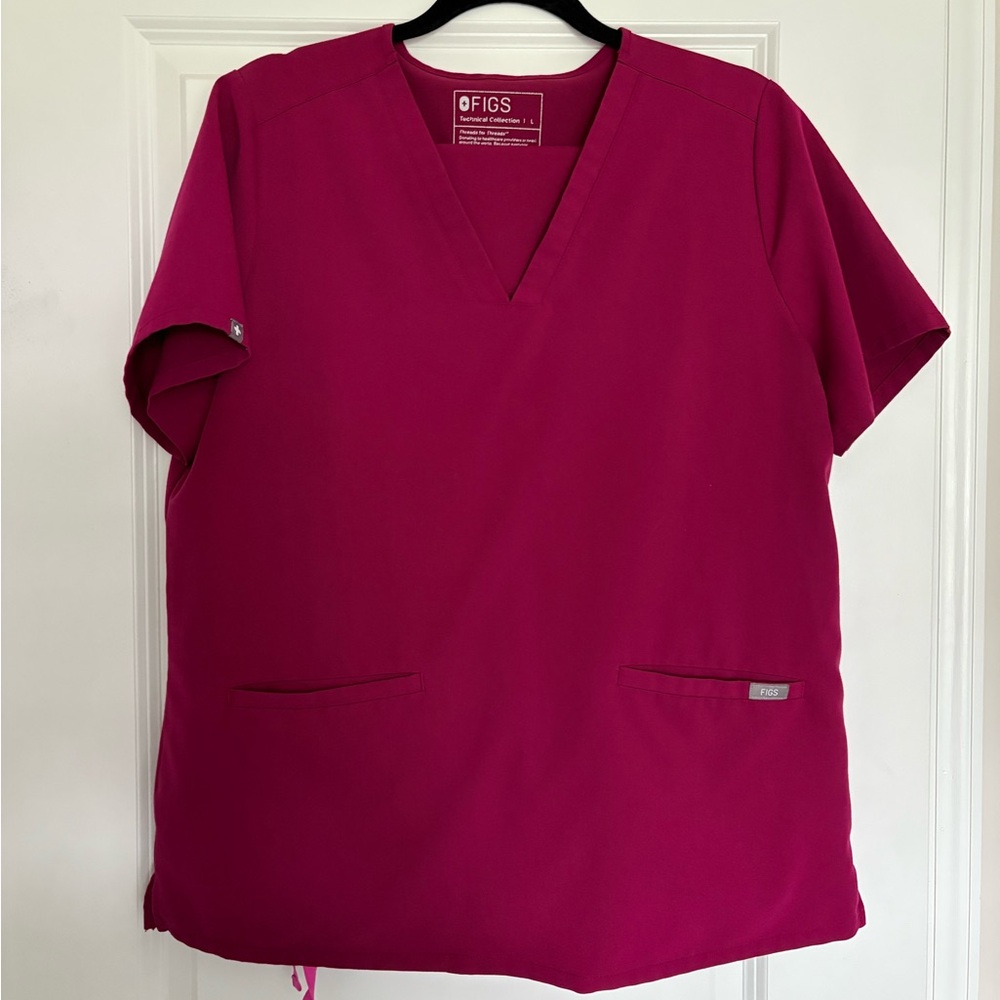 Figs Dark Magenta Set - Casma 3 Pocket Top + Yola Skinny Scrub Pants